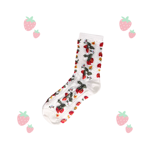 Sweet Strawberry Socks (White,Beige,Cool Brown & Black)