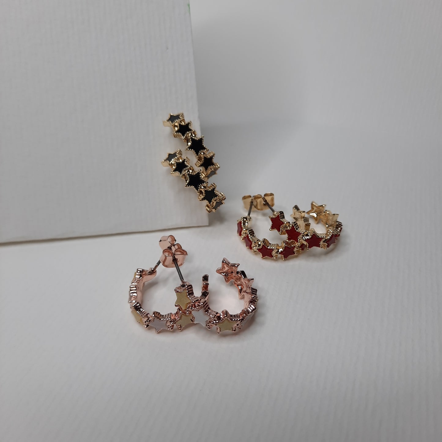 Star Child C Hoop Earrings (Black, Red, Pink)