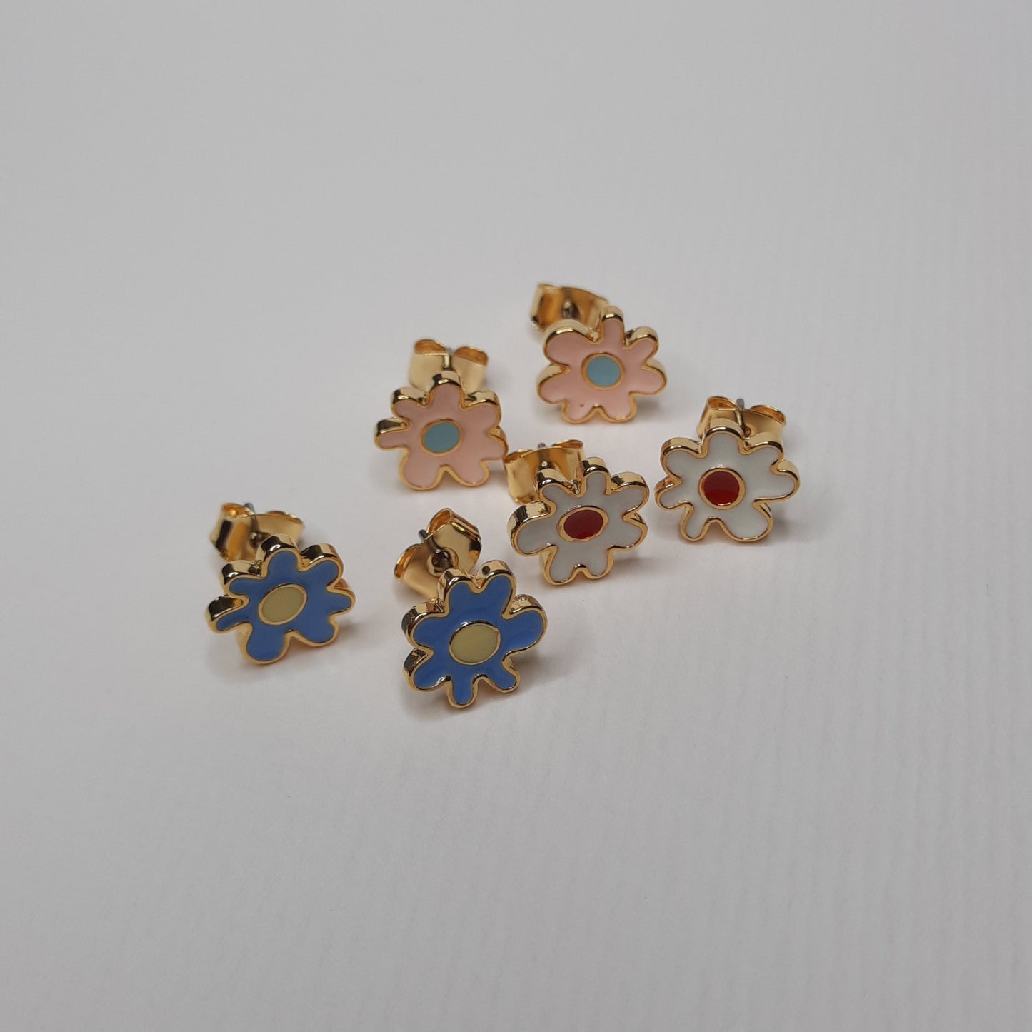 Mini Flower Splat Enamel Studs (Pink, White, Lavender Blue)- AIGOO