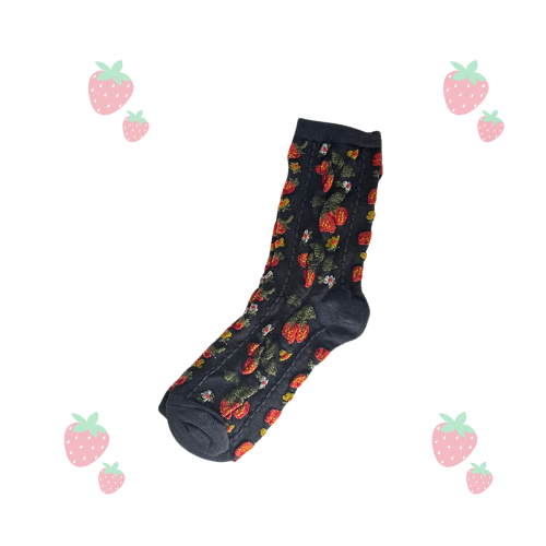 Sweet Strawberry Socks (White,Beige,Cool Brown & Black)
