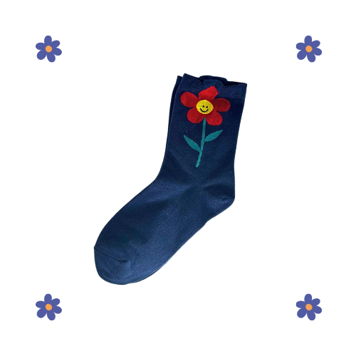 Lazy Daisy Socks (Beige,Blue,Purple & Black)