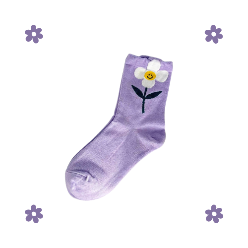 Lazy Daisy Socks (Beige,Blue,Purple & Black)
