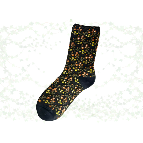 Spring Muted Blooms Socks (muted green & black)