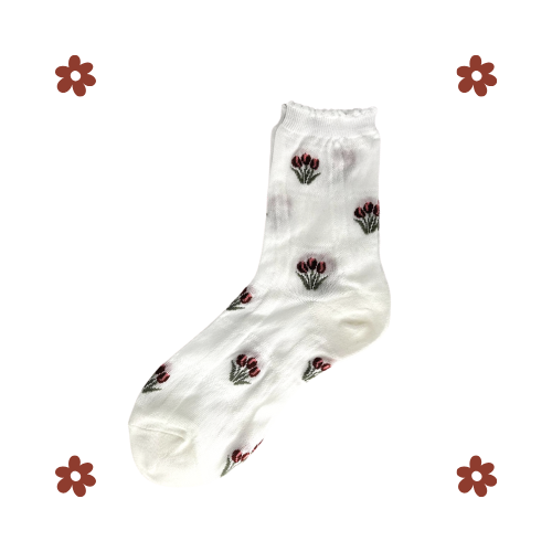 Floral Socks (White & Black)