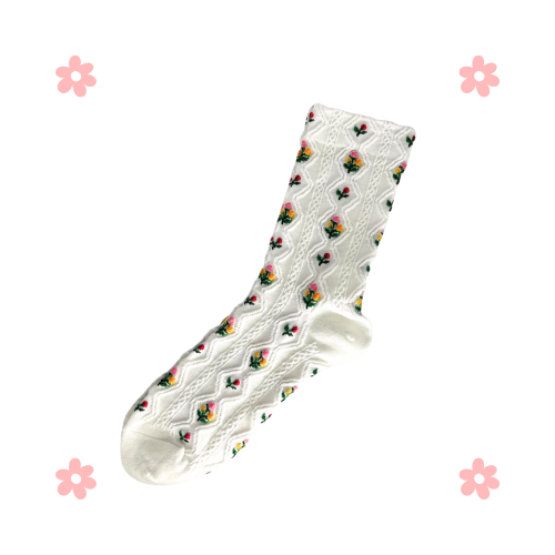 Rosy Vein Socks (White & Beige)