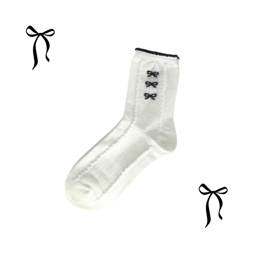 Cute Bow Tie Socks ( White & Black)