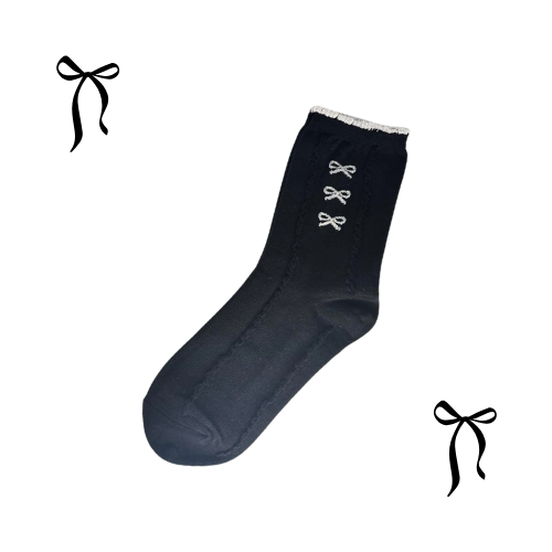 Cute Bow Tie Socks ( White & Black)