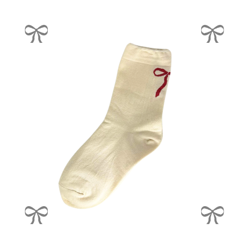 Ribbon Socks (White,Beige & Black)