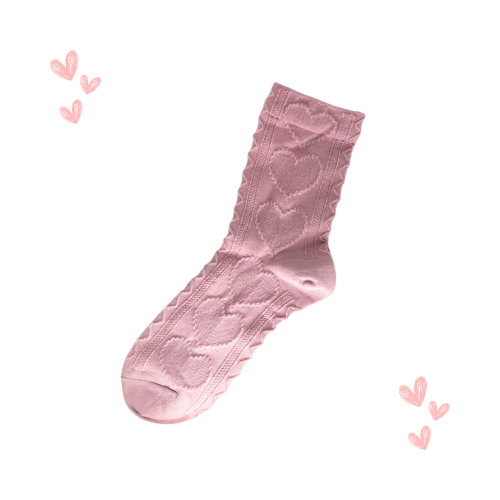 Heart Pattern Socks (Pink, Black & Cool Beige)