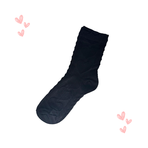 Heart Pattern Socks (Pink, Black & Cool Beige)
