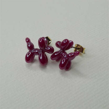 Pearlescent Balloon Dog Stud Earrings ( Purple)- AIGOO