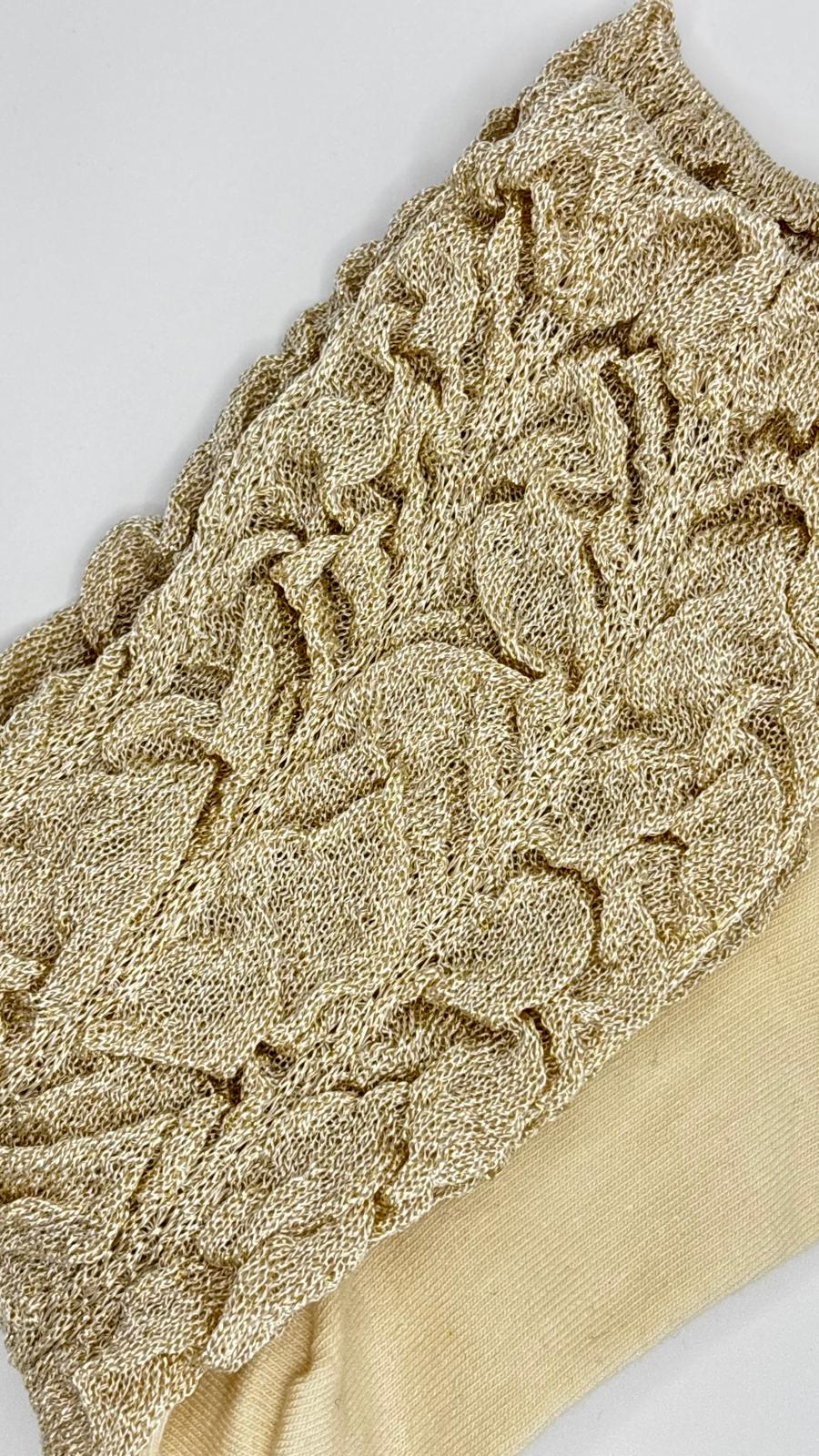 Fluffy Lace Socks (Beige & Black)