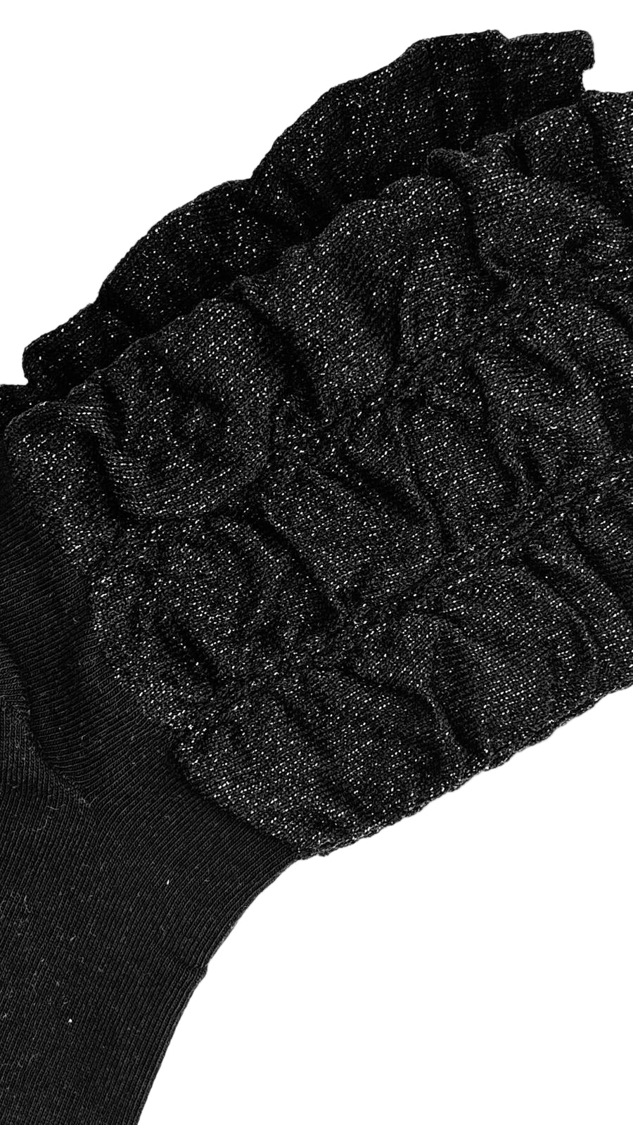 Fluffy Lace Socks (Beige & Black)
