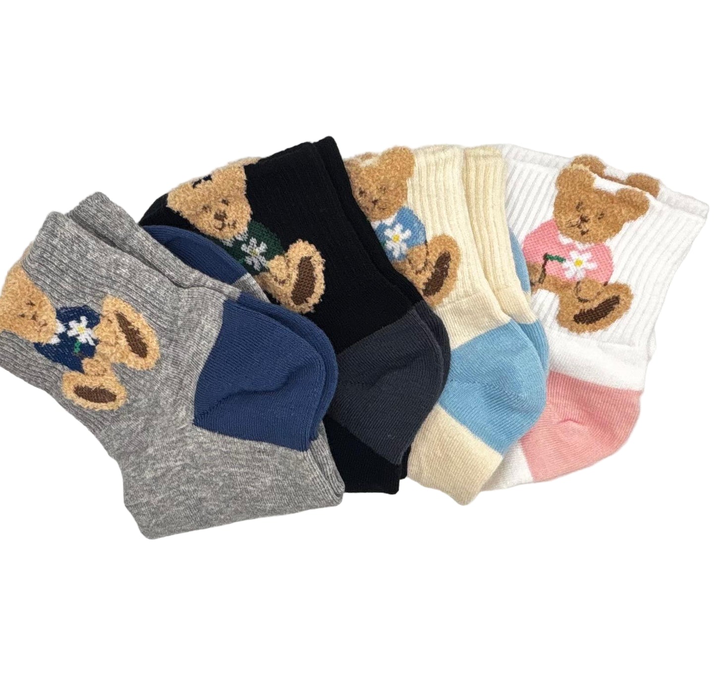 Choco Bear Socks (White,Grey,Beige & Black)