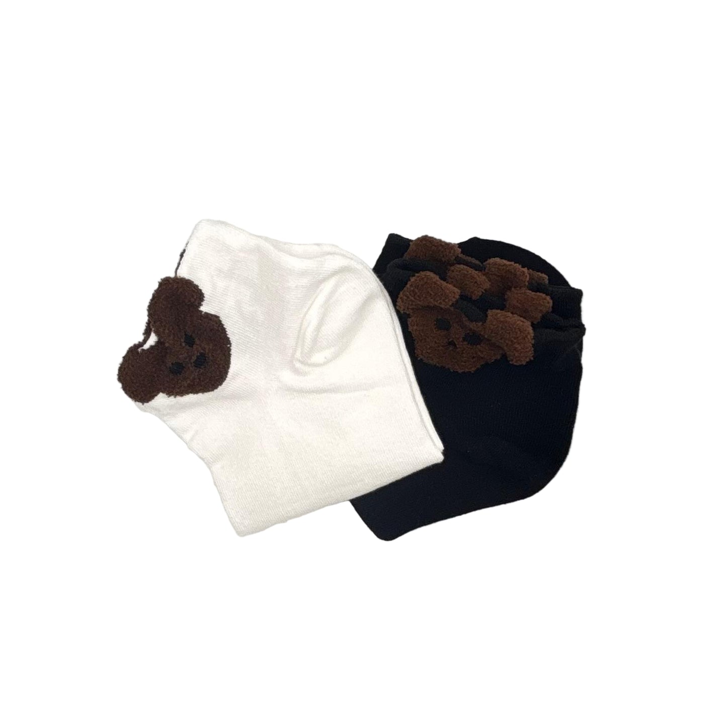 Teddy Bear Socks (White,Black,Cool Brown & Beige)