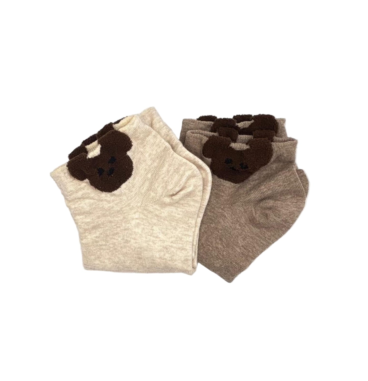 Teddy Bear Socks (White,Black,Cool Brown & Beige)