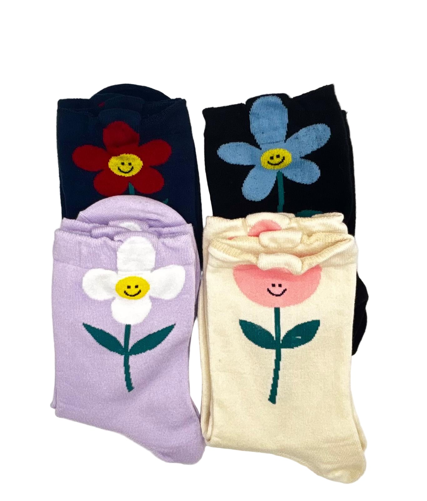 Lazy Daisy Socks (Beige,Blue,Purple & Black)