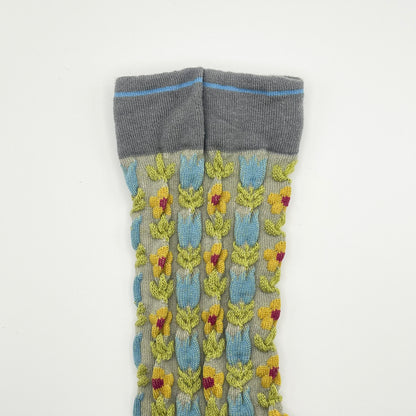 Retro Tulip Tile Socks (Grey/Yellow, Blue/White, White/Coral, Brown/Pink)