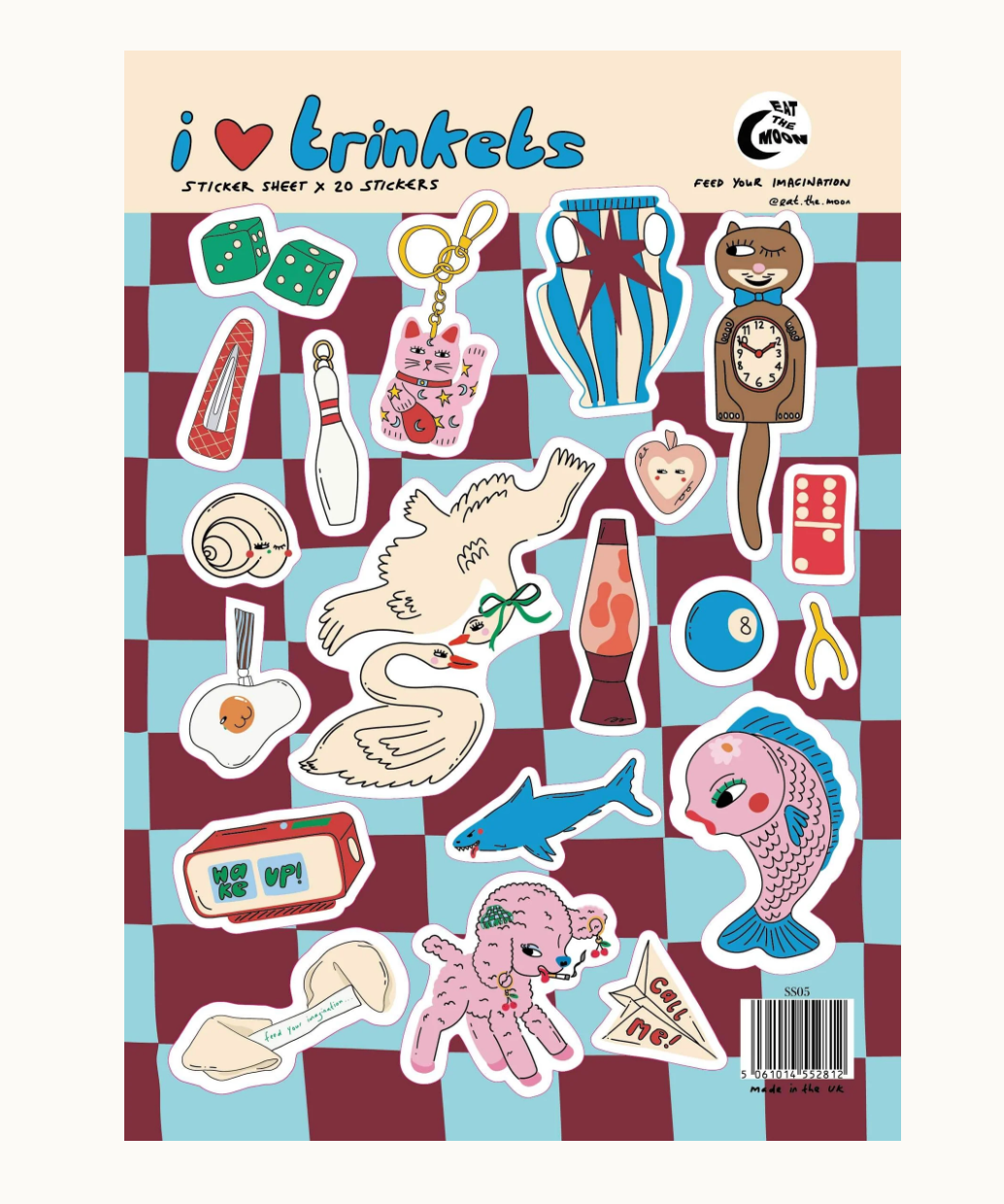 The Oooh Cosy Sticker Sheet - Eat The Moon - 20 stickers per sheet