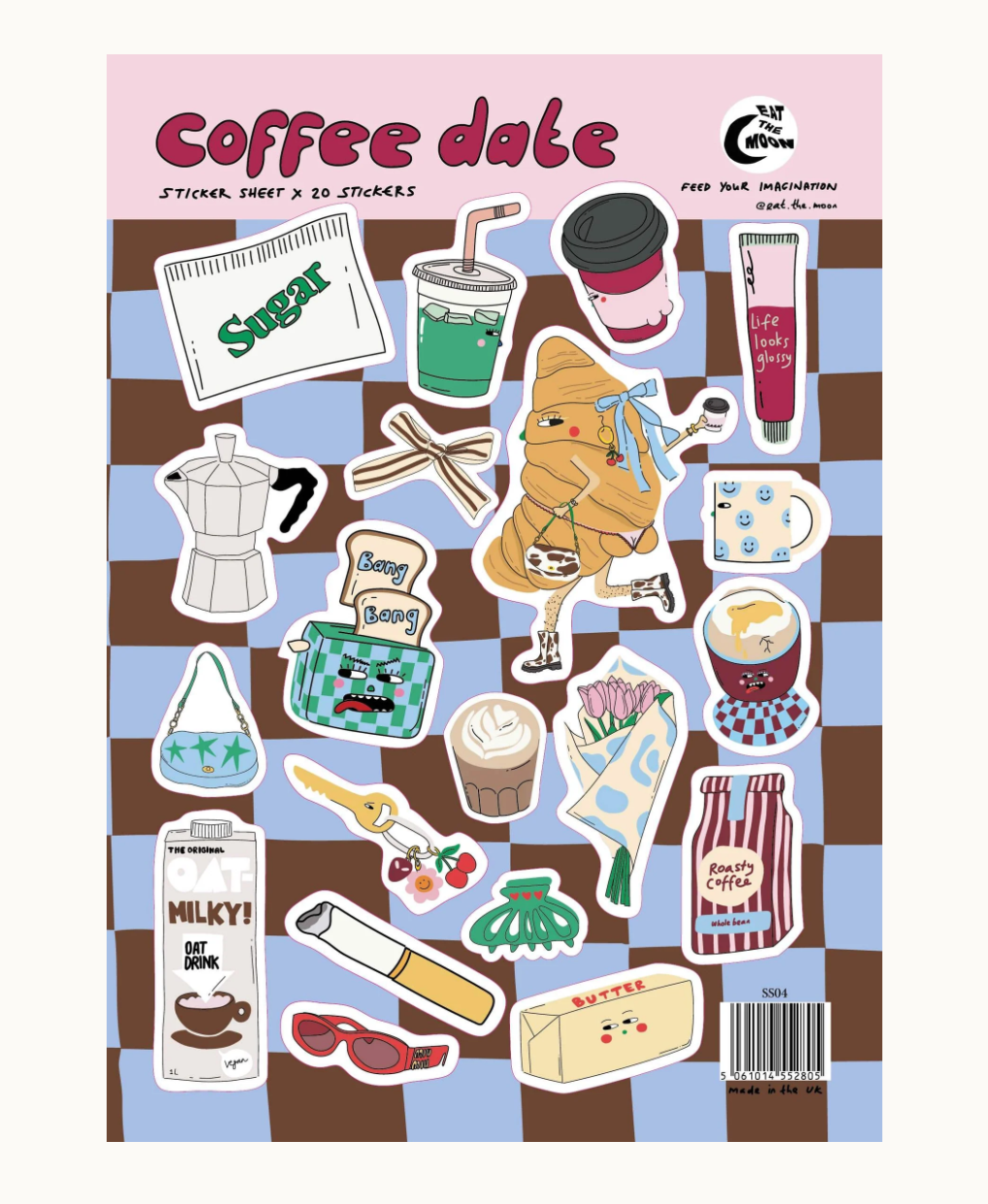 The Junk Journal Sticker Sheet - Eat The Moon - 20 stickers per sheet