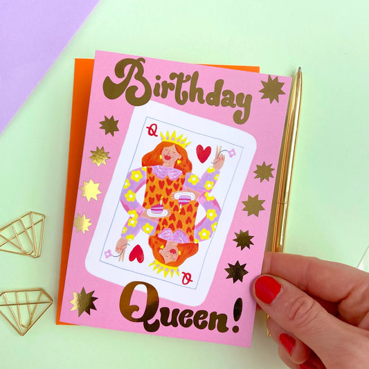 Icka - Birthday Queen Greeting Card (Gold Foiled)