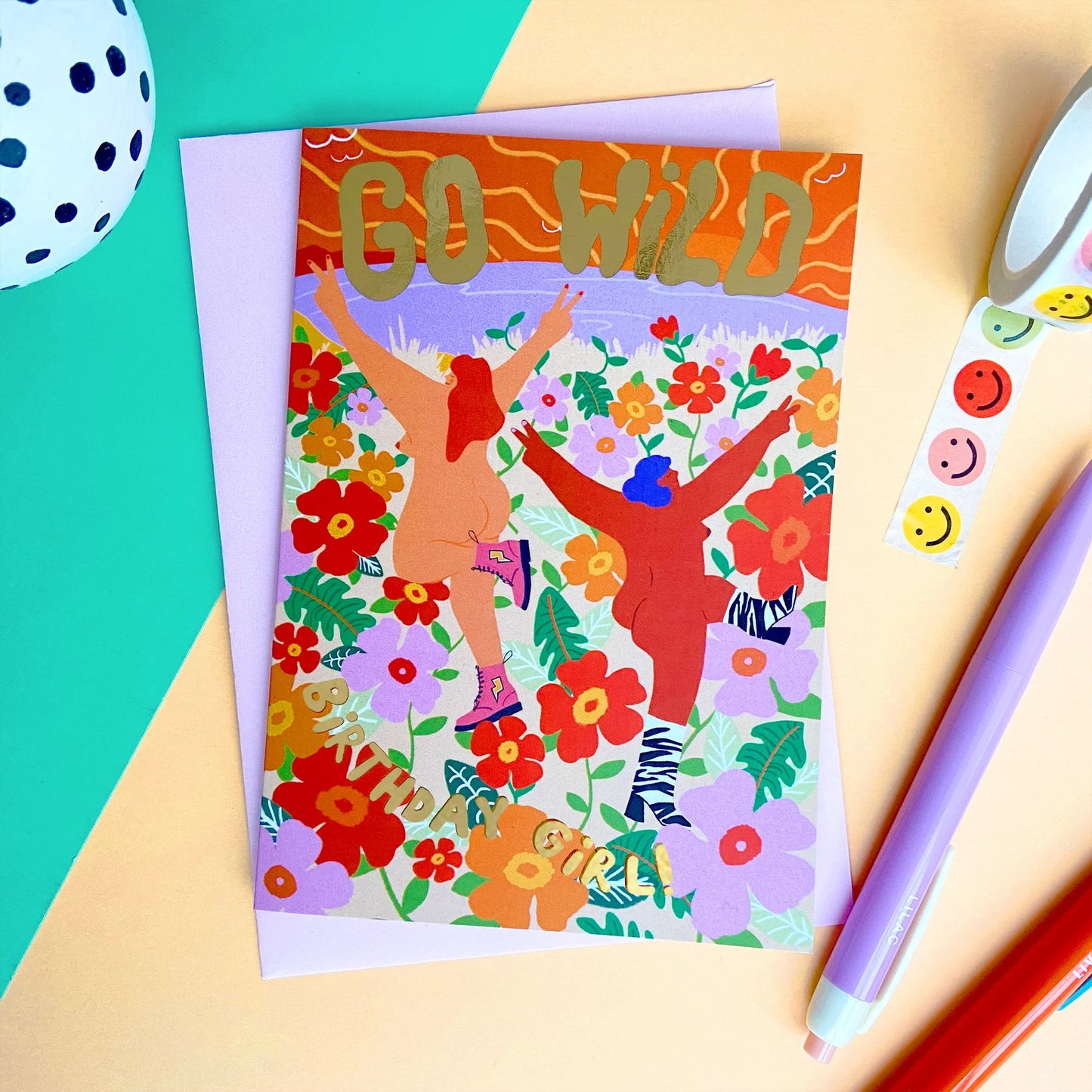 Icka - Go Wild Birthday Girl Greeting Card (Gold Foiled)