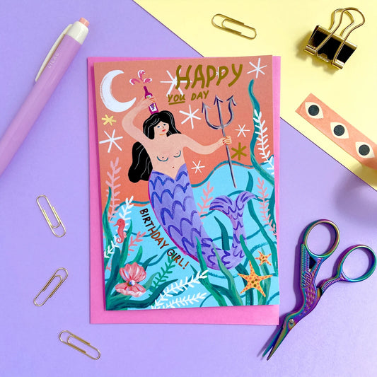 Icka - Birthday Mermaid Greeting Card (Gold Foiled)