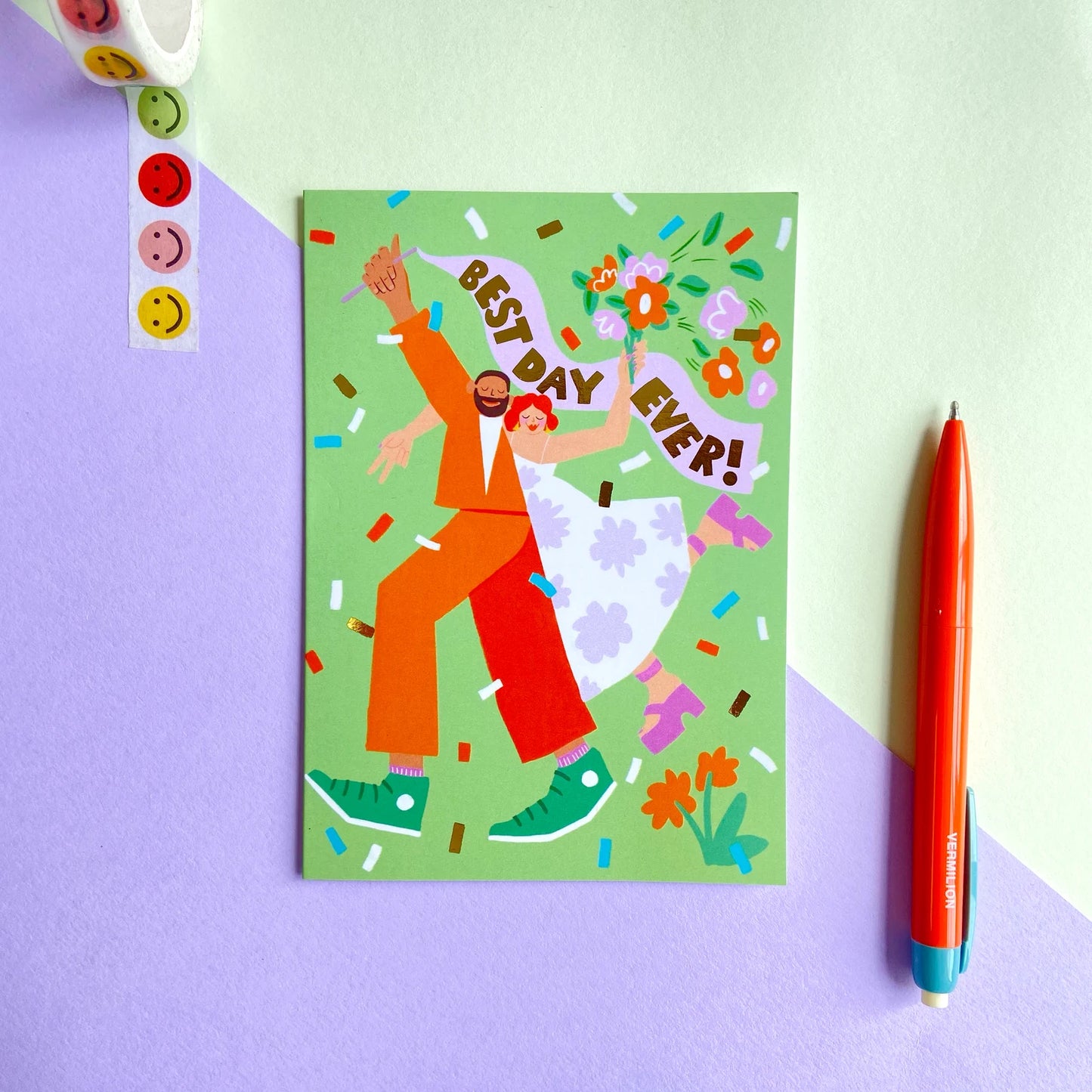 Icka - Best Day Ever Couple Greeting Card (Gold Foiled)