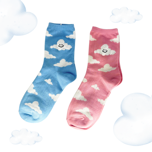 Happy Cloud Socks (Pink & Blue)