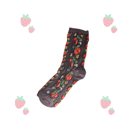 Sweet Strawberry Socks (White,Beige,Cool Brown & Black)