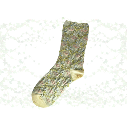 Spring Muted Blooms Socks (muted green & black)