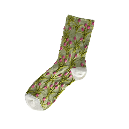 Rosy Vine Floral Socks