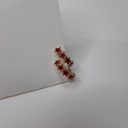 Star Child C Hoop Earrings (Black, Red, Pink)