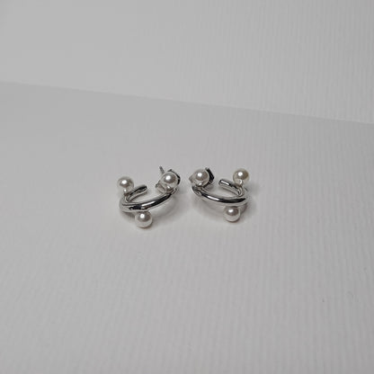 TriPearl Mini C Hoop Earrings