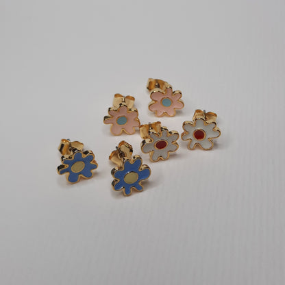 Mini Flower Splat Enamel Studs (Pink, White, Lavender Blue)- AIGOO