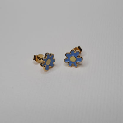 Mini Flower Splat Enamel Studs (Lavender Blue)- AIGOO