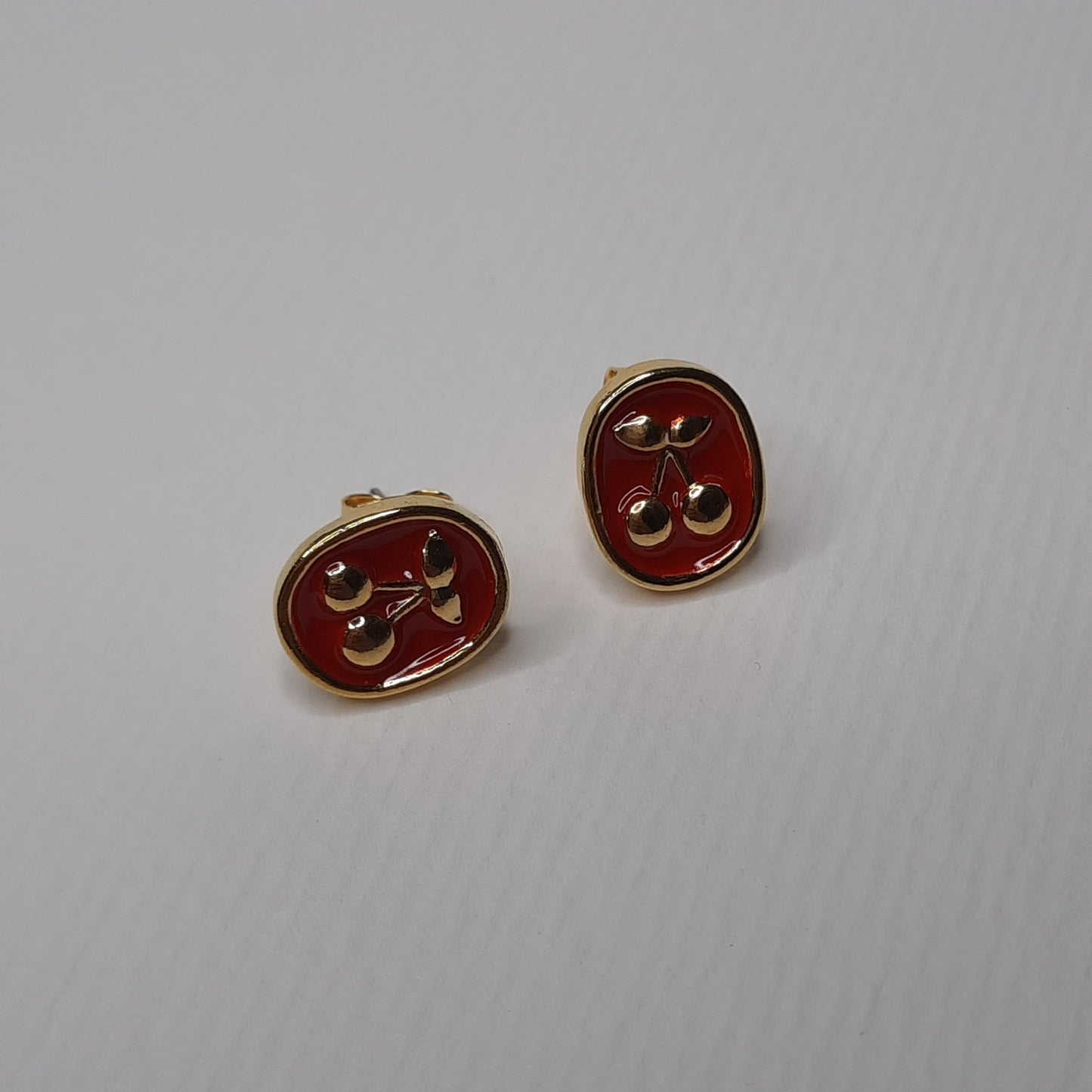 Cherry Portrait Enamel Studs (Red)- AIGOO