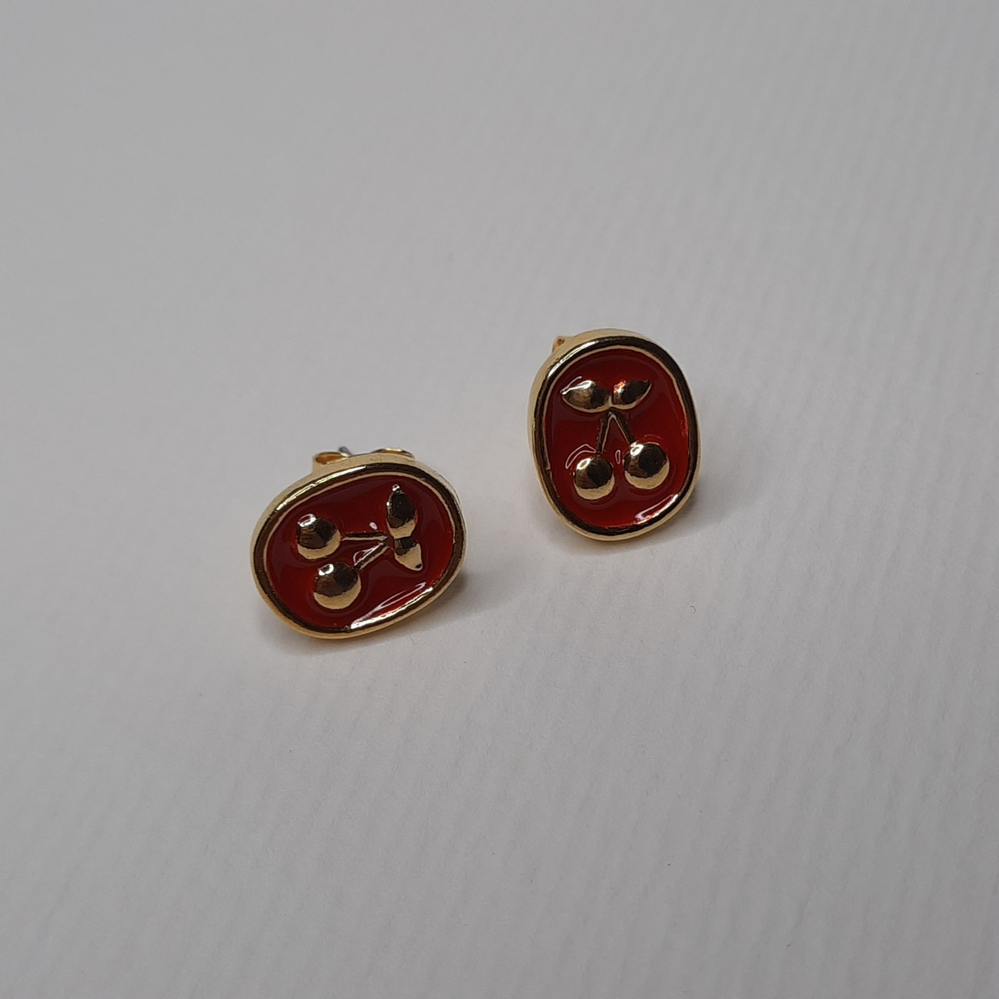 Cherry Portrait Enamel Studs (Red)- AIGOO