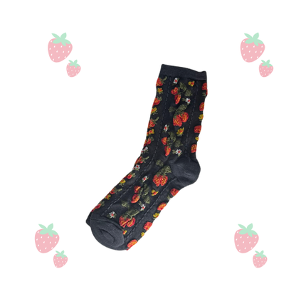 Sweet Strawberry Socks (White,Beige,Cool Brown & Black)