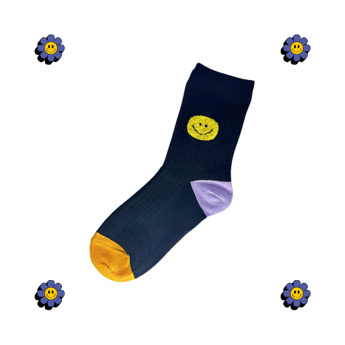 Smile Socks (White, Beige, Dark Blue & Black)