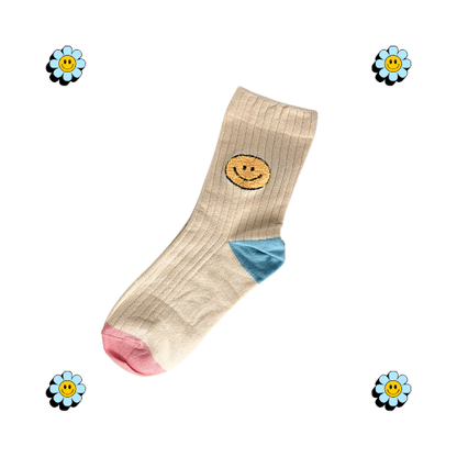 Smile Socks (White, Beige, Dark Blue & Black)