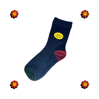 Smile Socks (White, Beige, Dark Blue & Black)