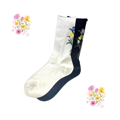 Flower Socks (White & Black)