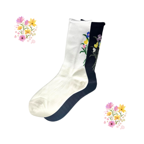 Flower Socks (White & Black)
