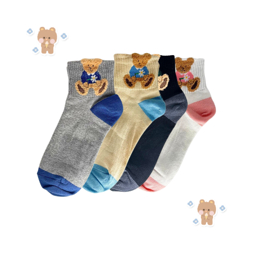 Choco Bear Socks (White,Grey,Beige & Black)