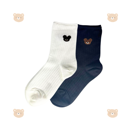 Cute Bear Socks (White & Black)