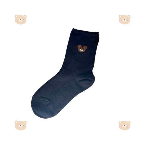 Cute Bear Socks (White & Black)
