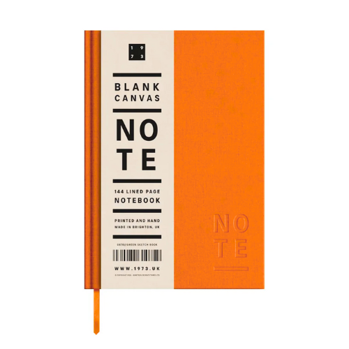 1973 Blank Canvas Notebook - A5 | Orange | Lined