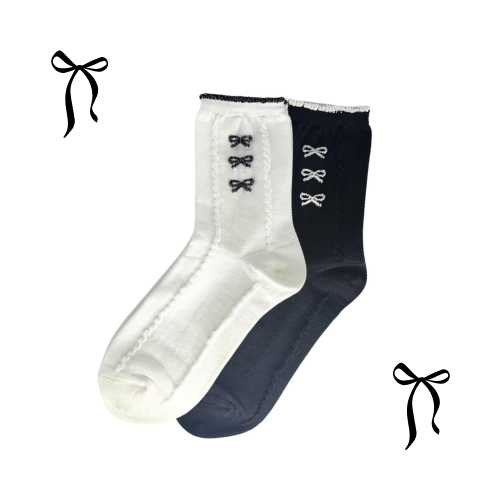 Cute Bow Tie Socks ( White & Black)