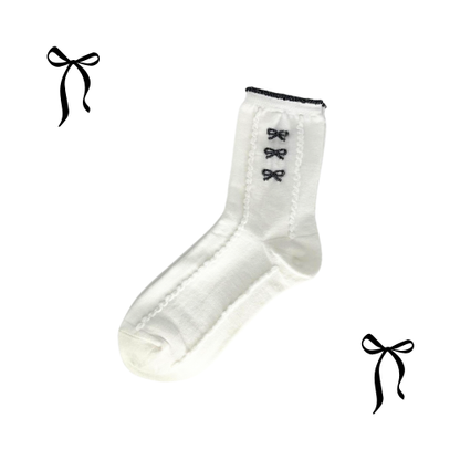 Cute Bow Tie Socks ( White & Black)